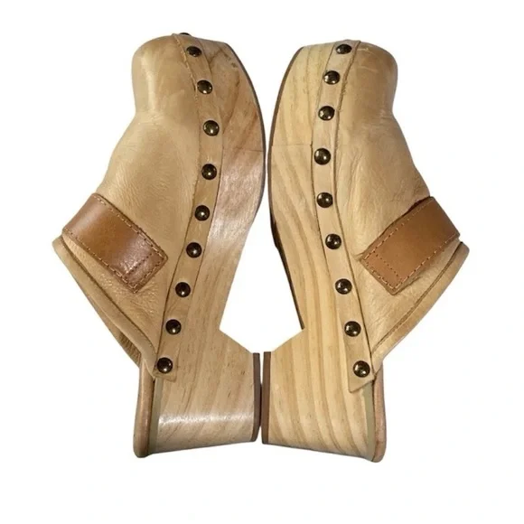 Free People Shoes Culver City Clogs Leather Camel Tan Boho Hippie Sz. 40 / 9-9.5 - Picture 9 of 15